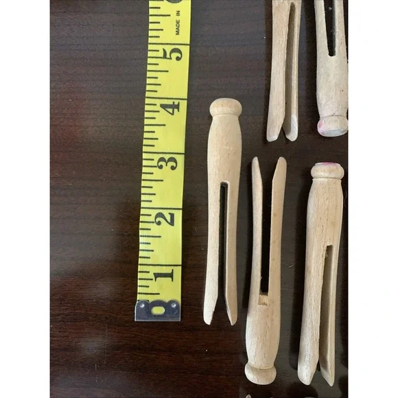 53 Vintage Wooden Clothespins Rustic Primitive Folk Art Craft Round Head 4 inch - Picture 4 of 4